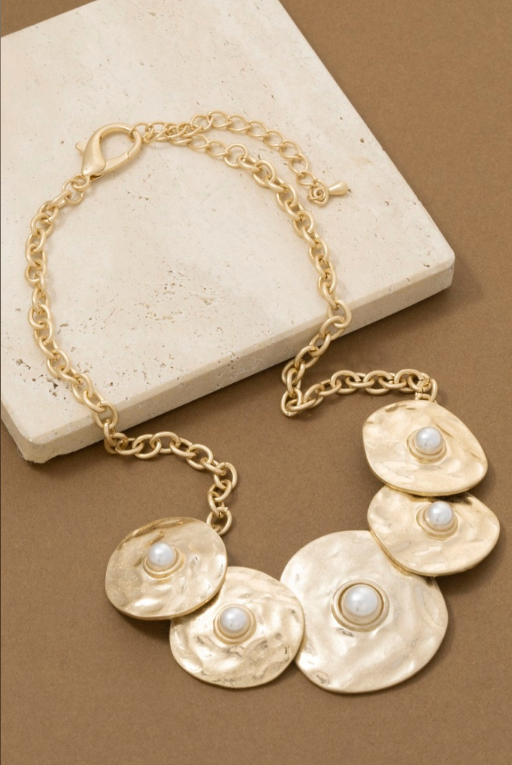 Vivian Pearl Disc Statement Necklace