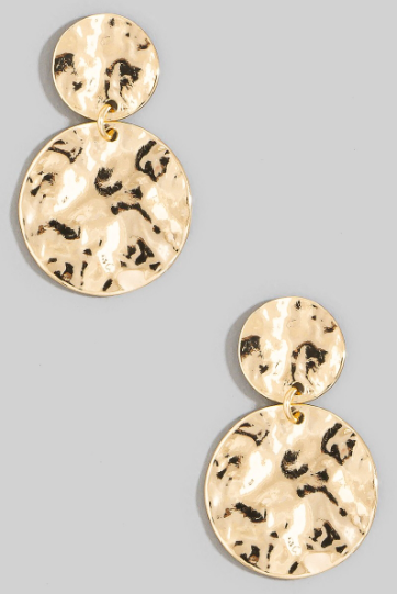 Golden Hour Hammered Disc Drop Earrings