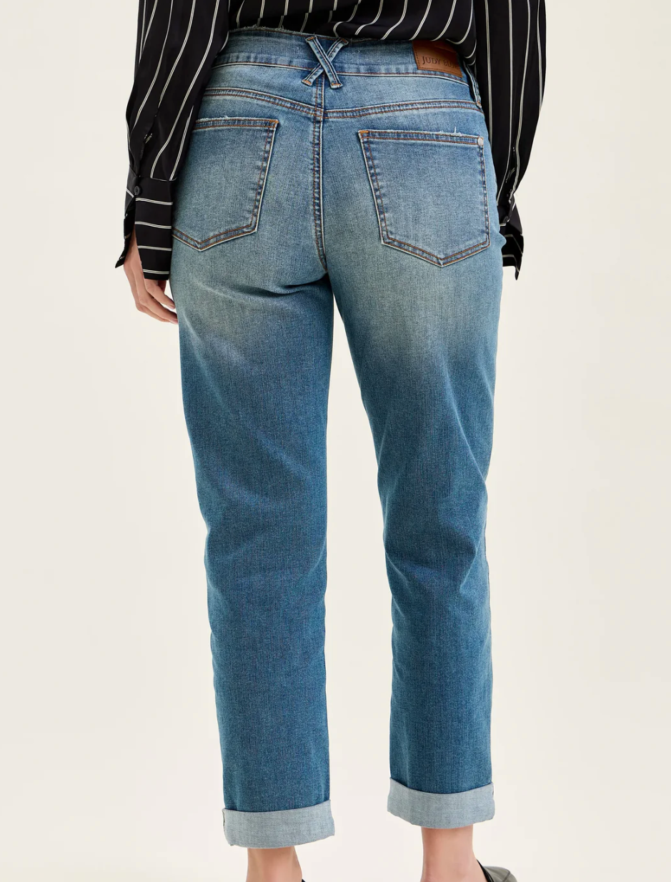 Charlotte Judy Blue Double Button Boyfriend Jeans Available Curvy 881089