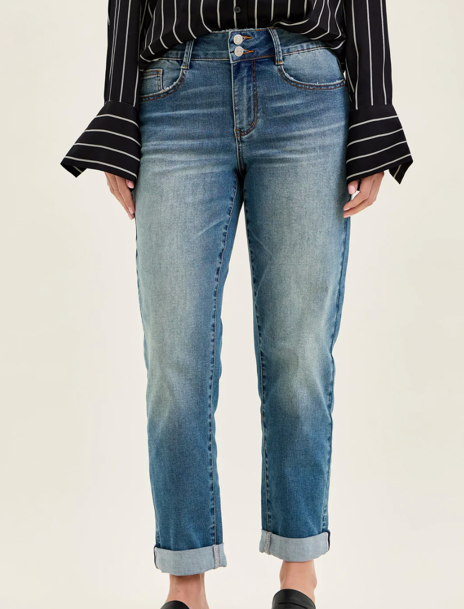 Charlotte Judy Blue Double Button Boyfriend Jeans Available Curvy 881089