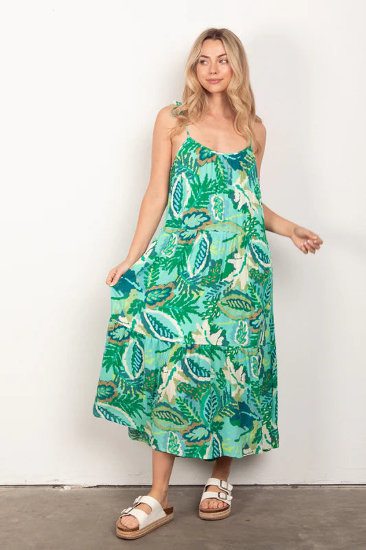 Tropical Printed Midi Dress Curvy