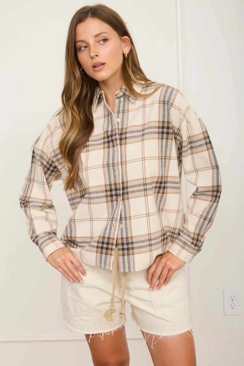 Regina Plaid Button-Down Top