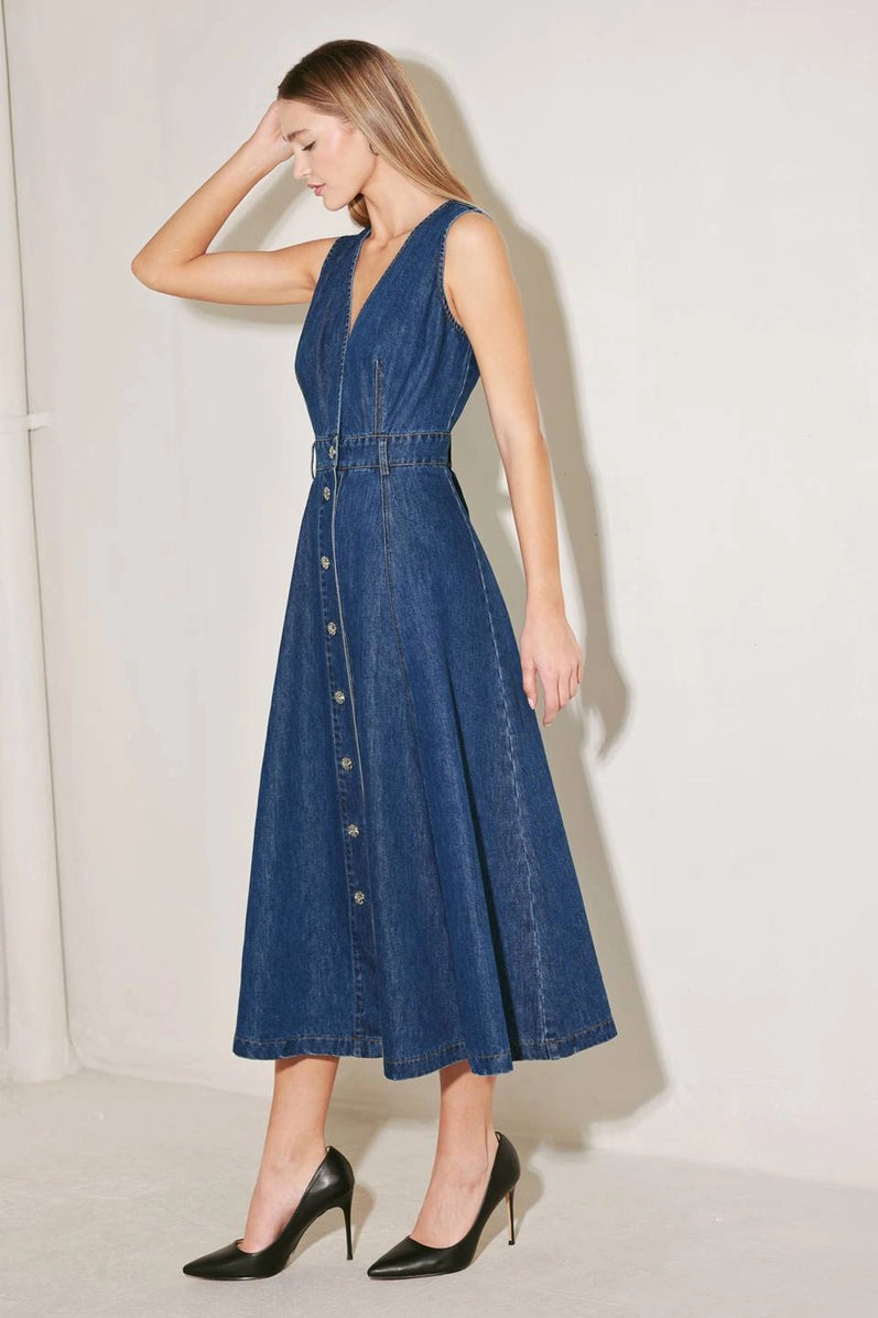 Clara Button Front Midi Dress