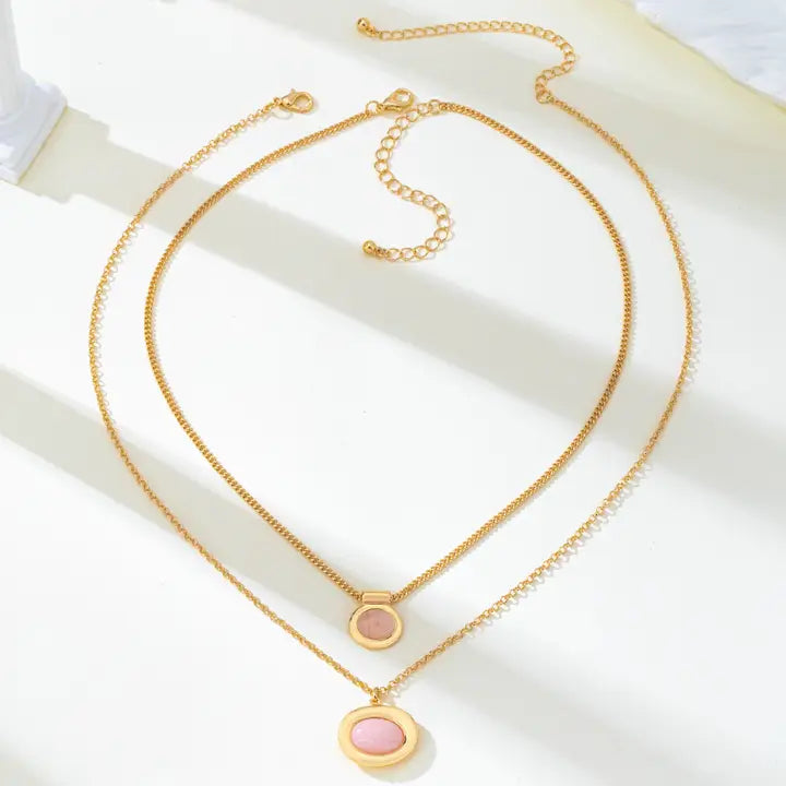 Elodie Pink Stone Layered Necklace