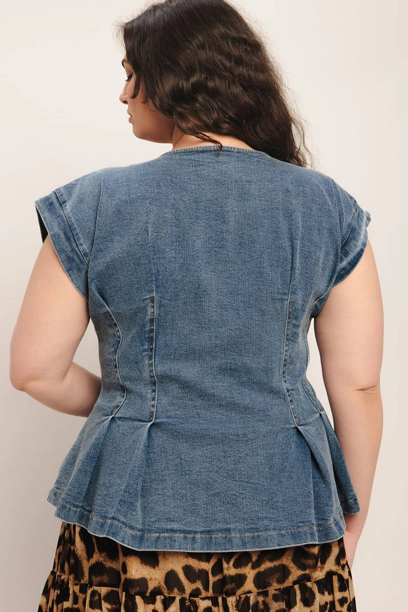 Tessa Peplum Button Front Top