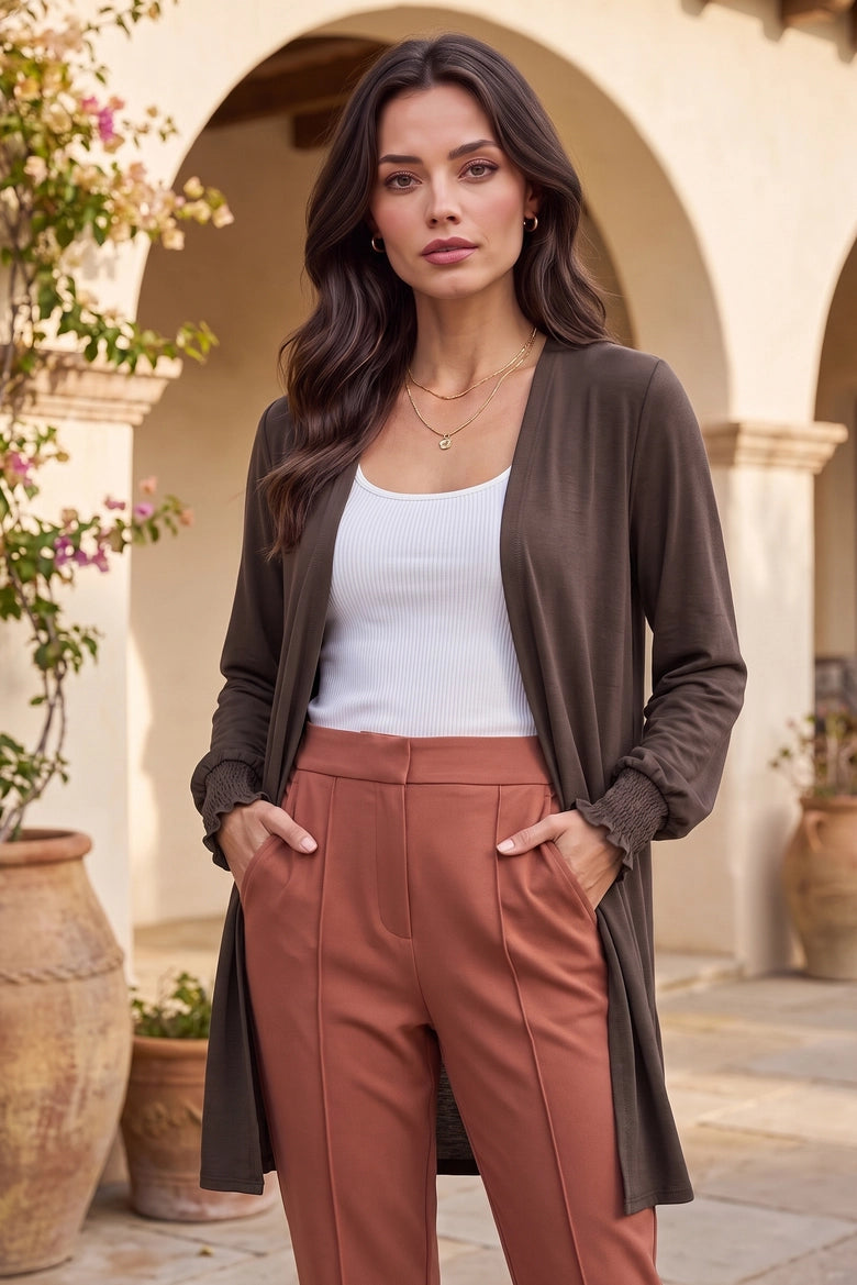 Camille Smocked Sleeve Cardigan