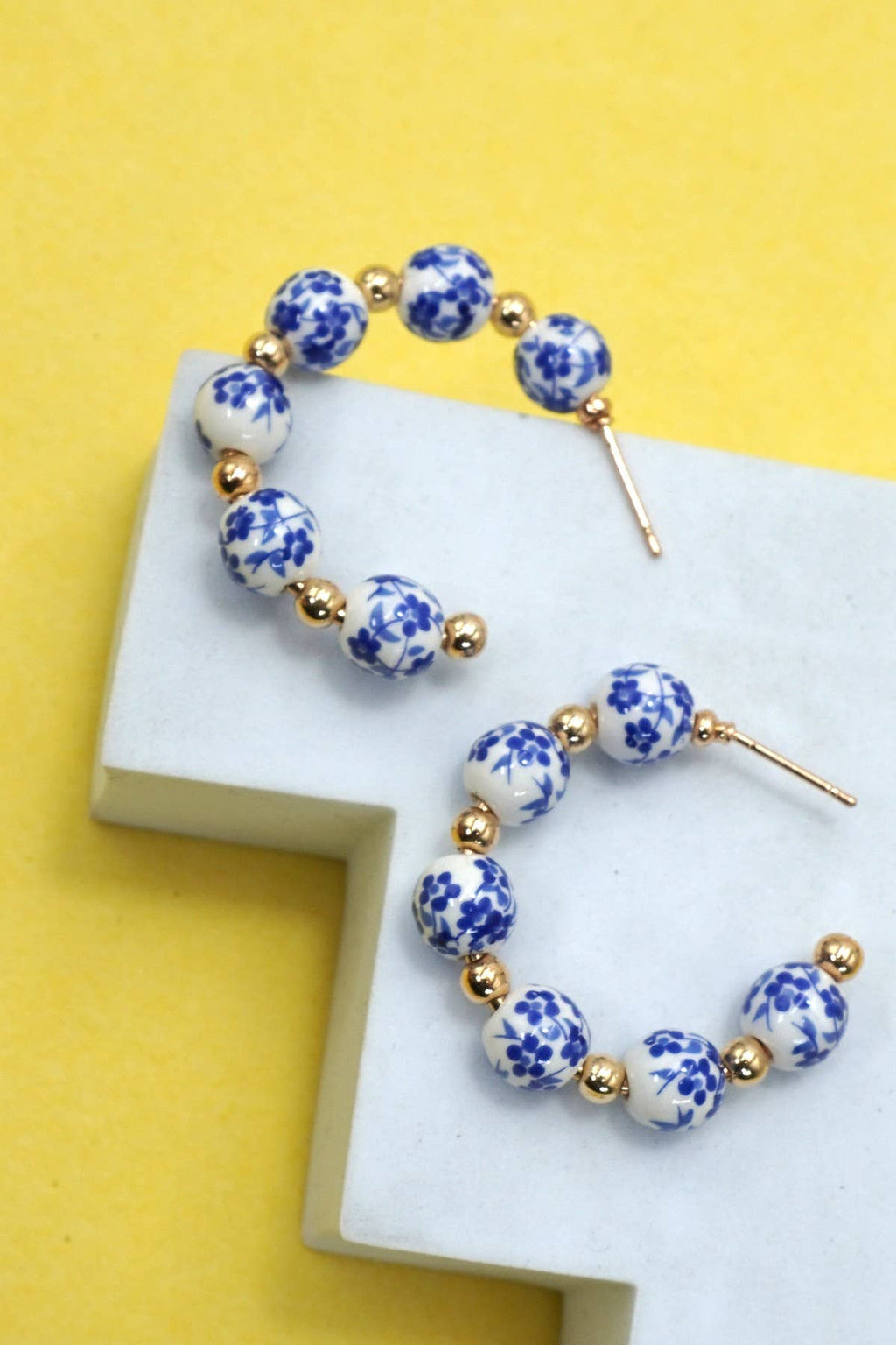 Blue Willow Hoop Earrings