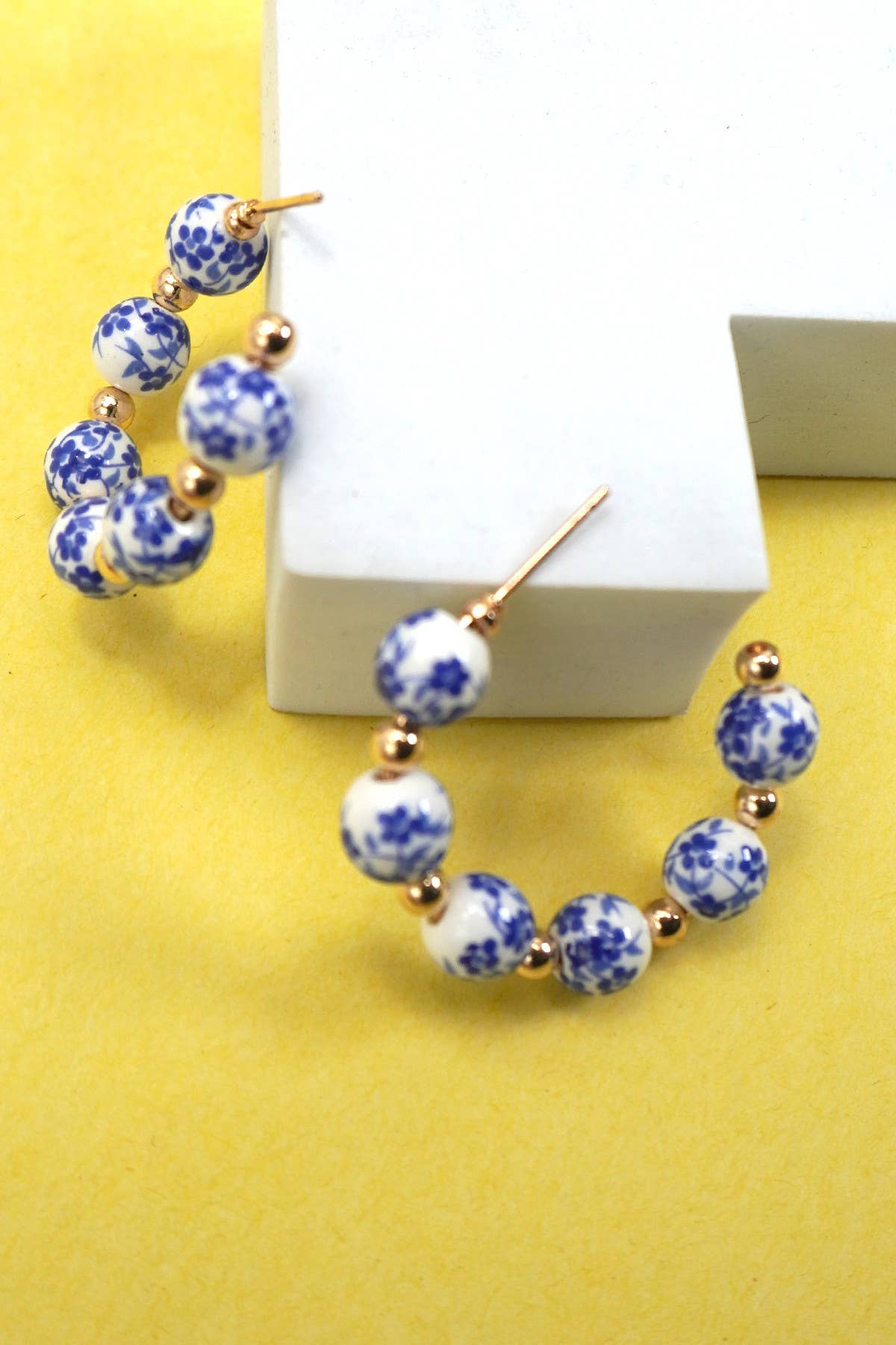 Blue Willow Hoop Earrings