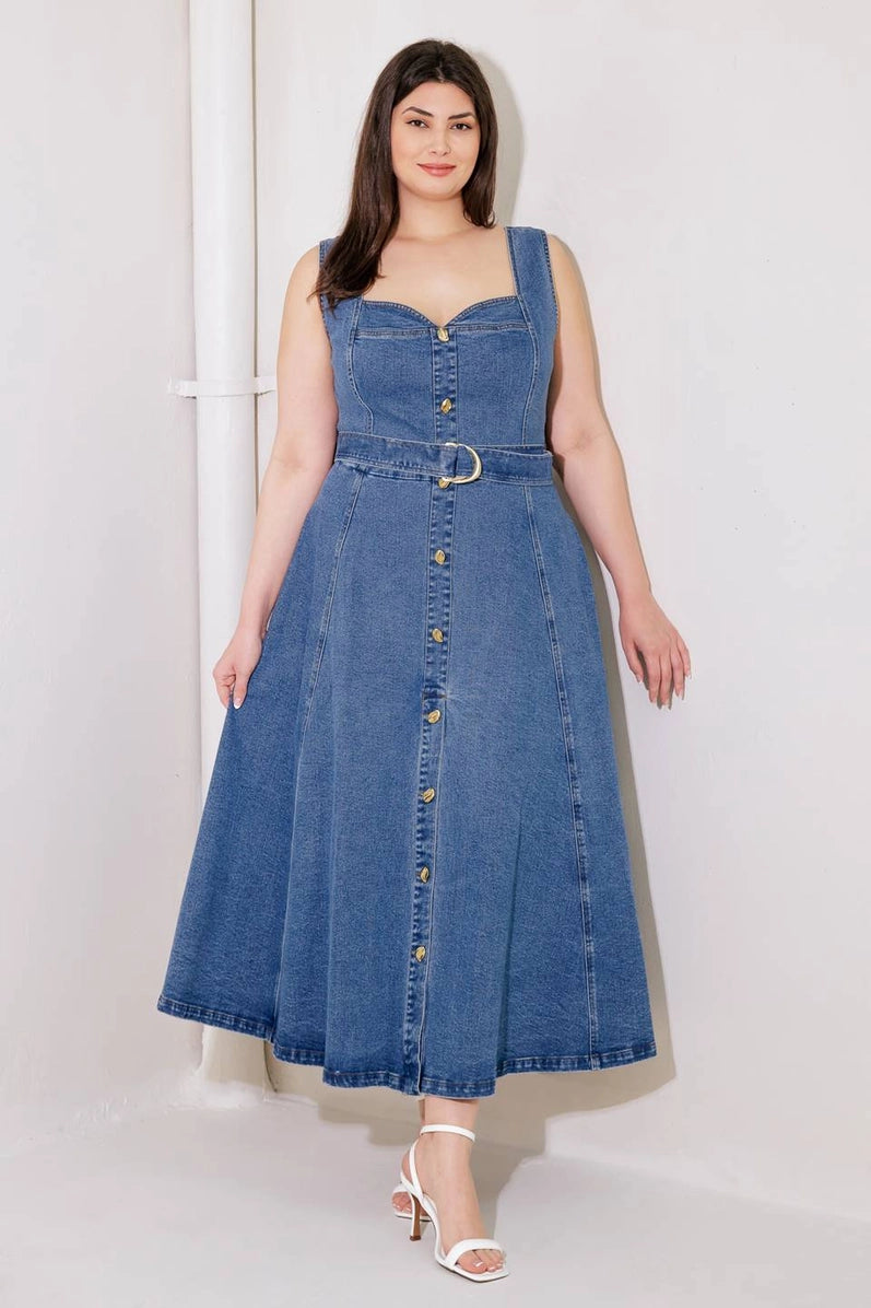 Maren Belted Midi Dress Curvy