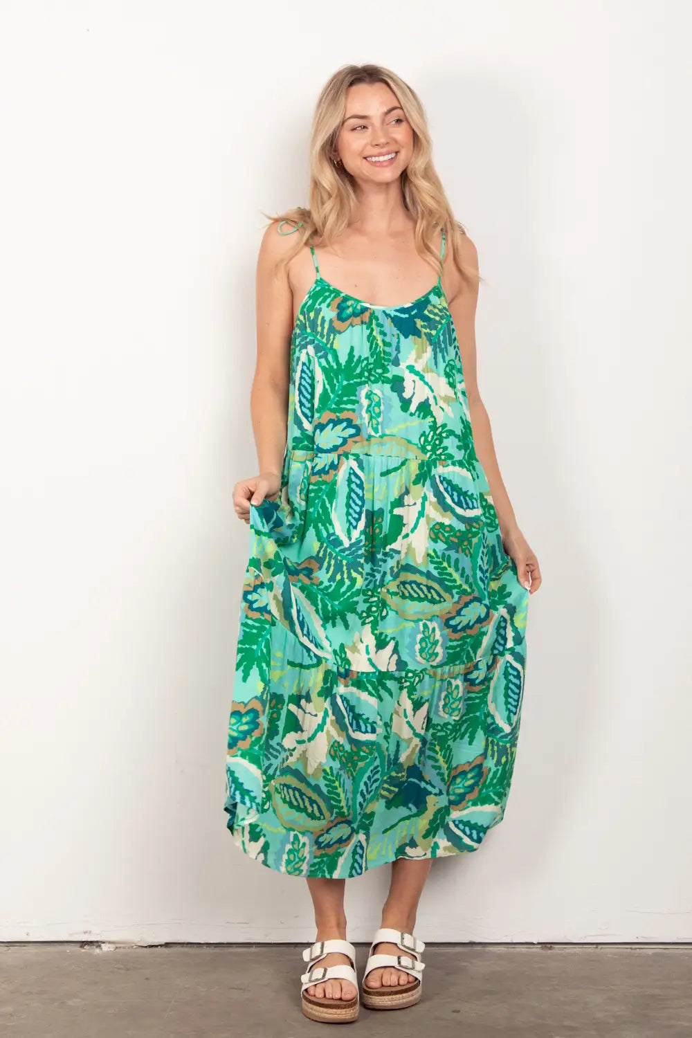 Tropical Printed Midi Dress Curvy