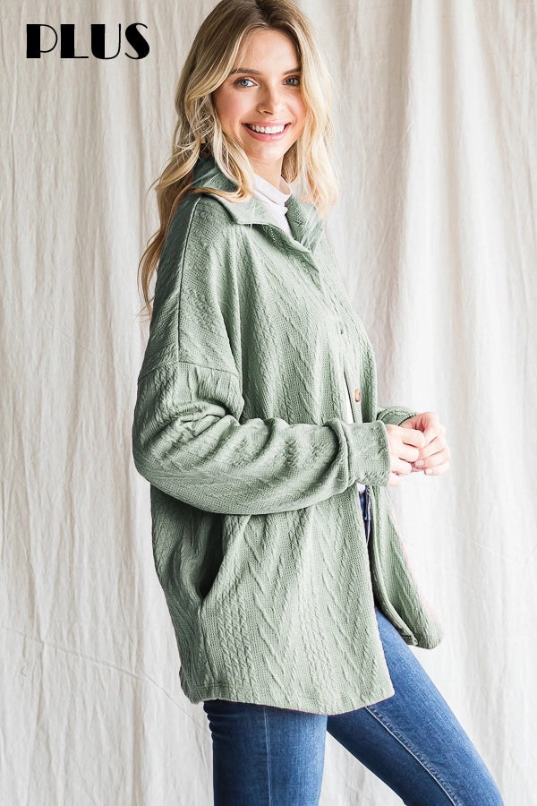 Everly Cable Knit Shacket Curvy