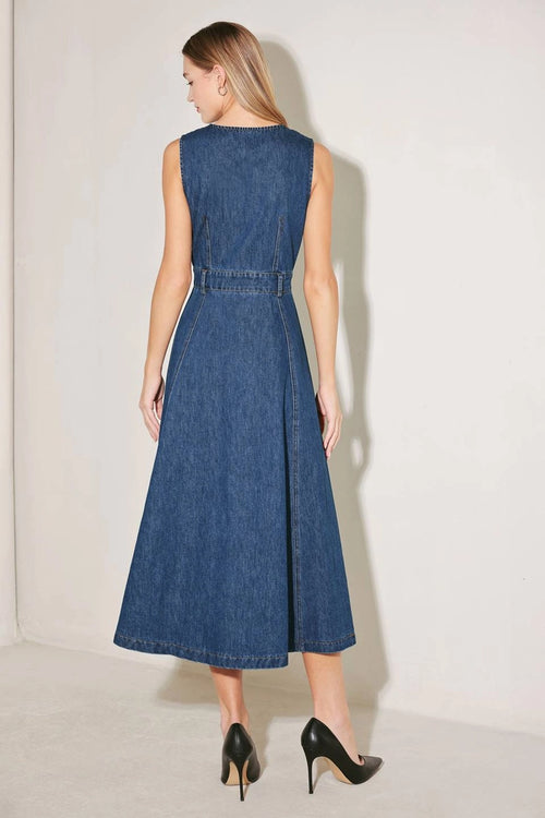 Clara Button Front Midi Dress