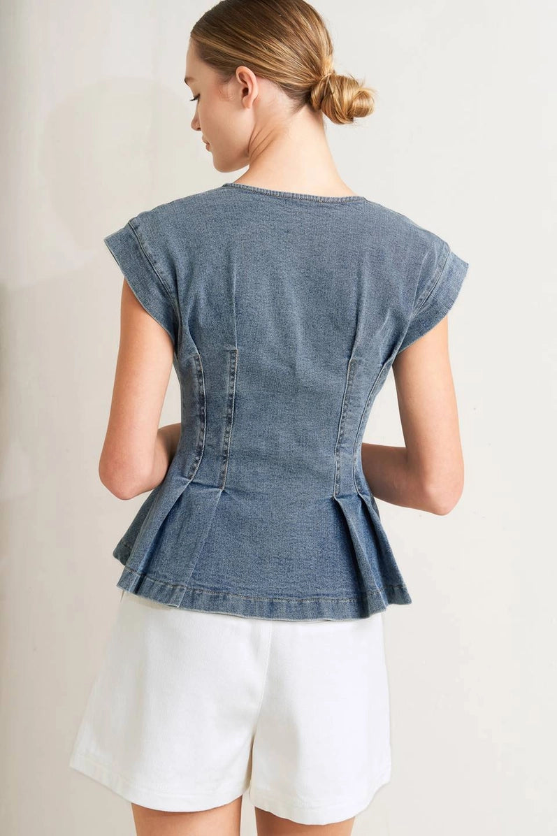 Tessa Peplum Button Front Top