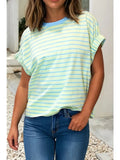 Lila Stripe Cuffed Sleeve Top