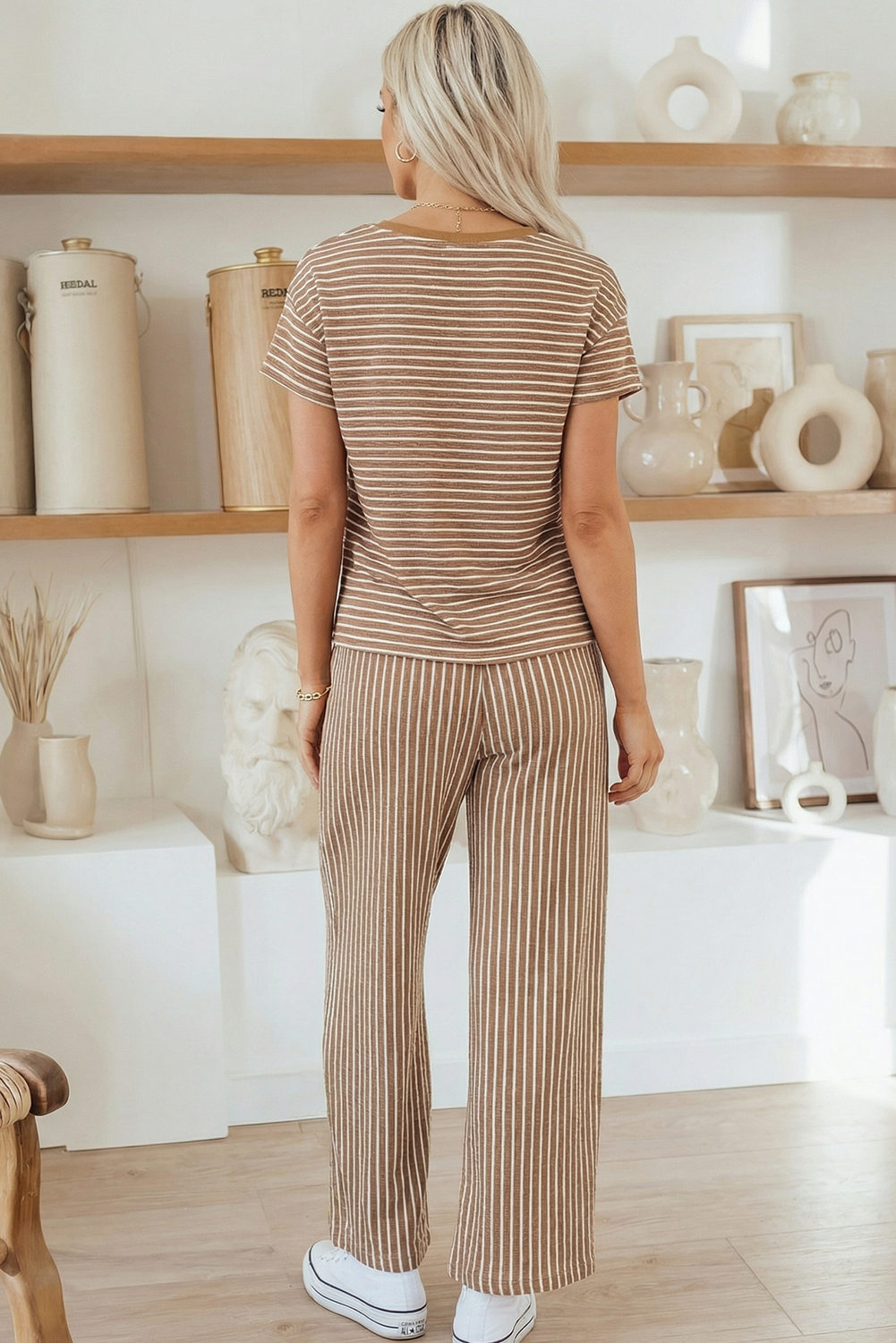 Perfect Stripe Cropped Lounge Set Available Curvy