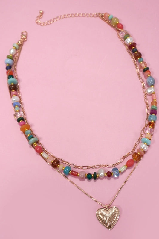 Leshia Layered Beaded Heart Necklace