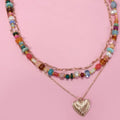Leshia Layered Beaded Heart Necklace
