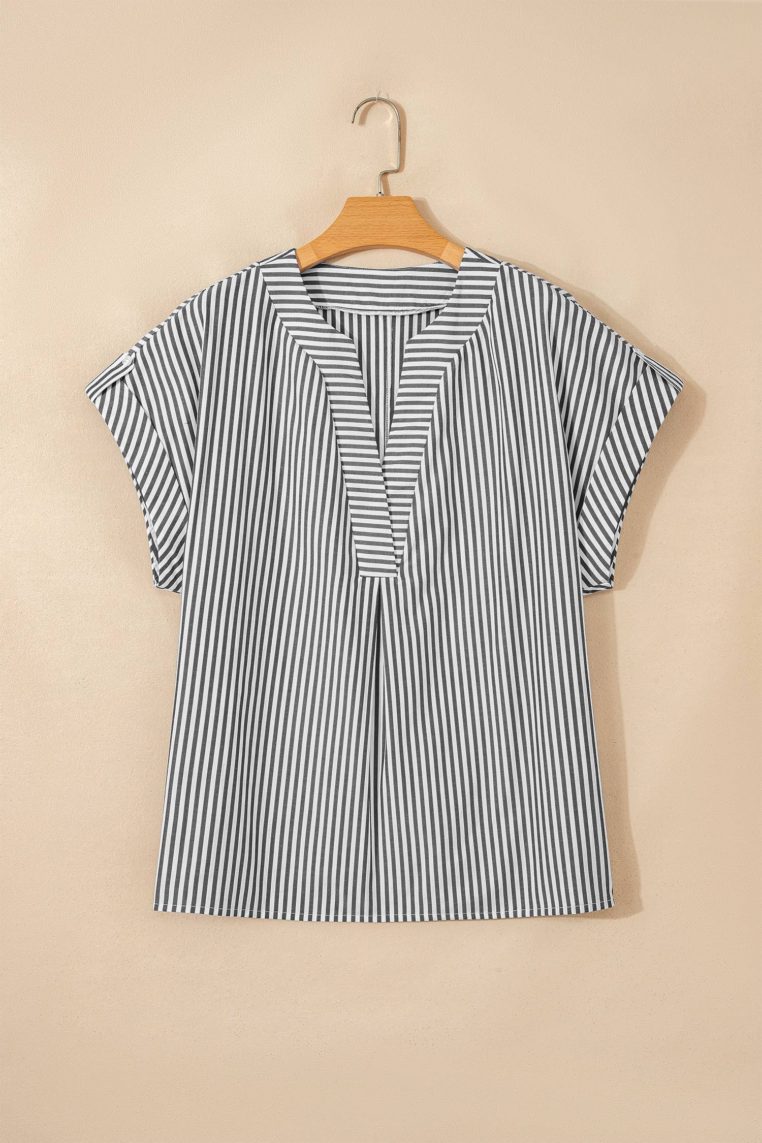 Classic Stripe Split Neck Top Curvy