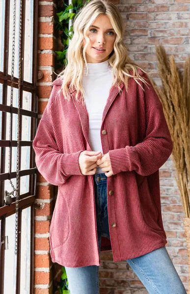 Brielle Ribbed Shacket Curvy